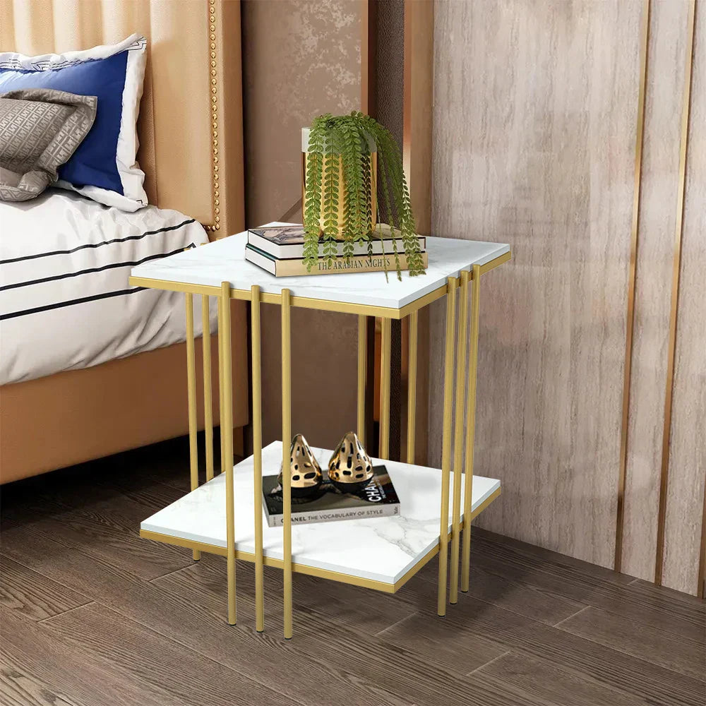 Tea Table End Table Office Coffee Table Square Marble Shelf Small Desk Bedroom Living Room Furniture